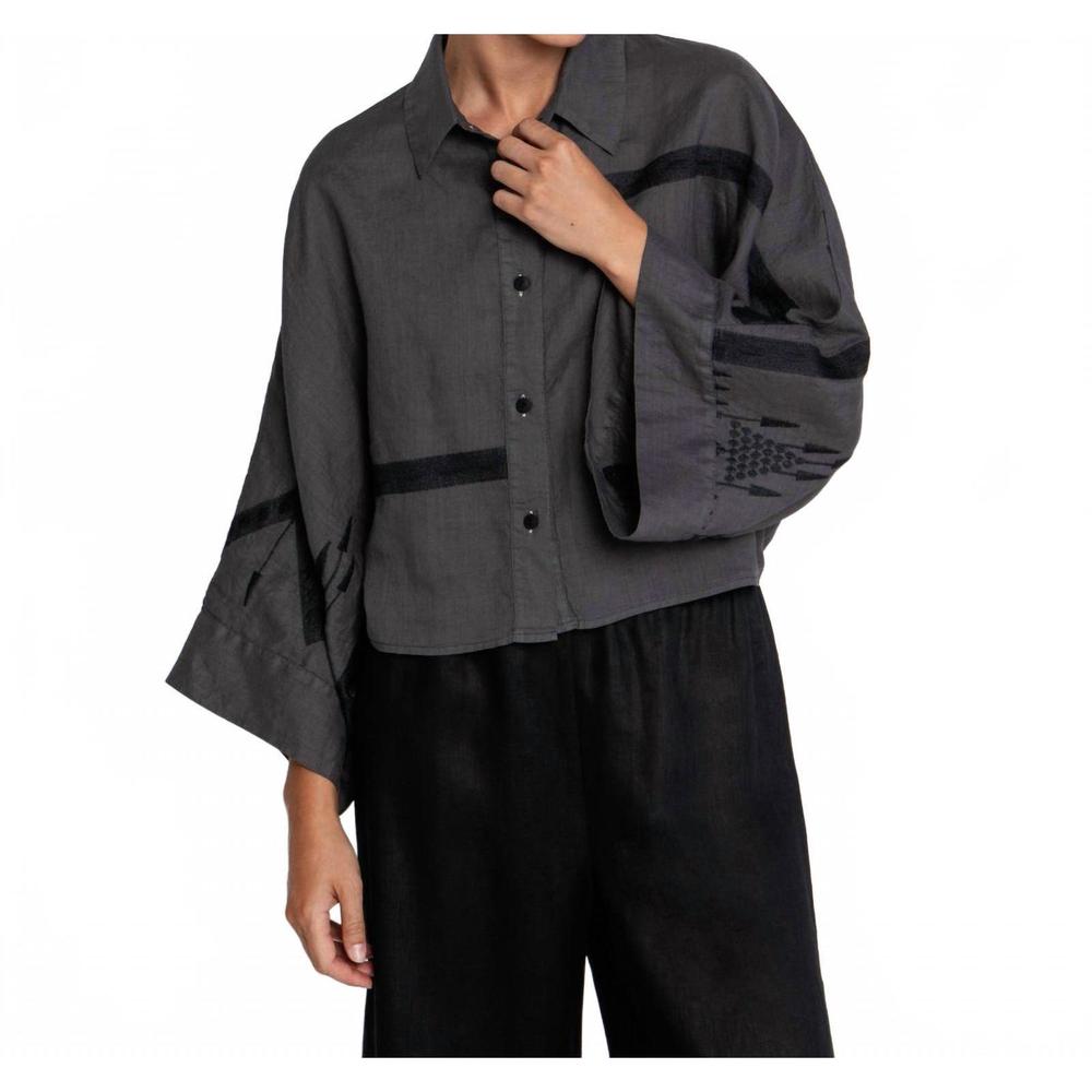NEW GREEK ARCHAIC KORI roots button down shirt in black